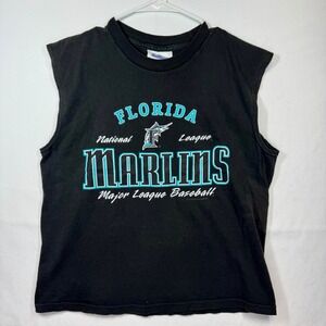 GSA Florida Marlins Sleeveless T-Shirt MLB Baseball Black‎ Sz S/M No tag Y2K